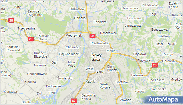 mapa Nowego Sącza, Nowy Sącz na mapie Targeo