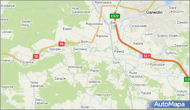 mapa Parcele-Rębków, Parcele-Rębków na mapie Targeo