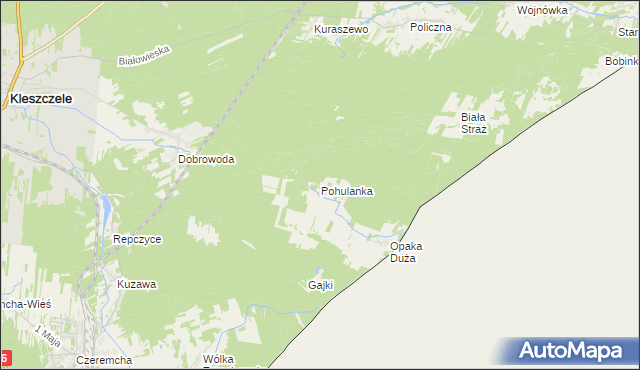 mapa Pohulanka gmina Czeremcha, Pohulanka gmina Czeremcha na mapie Targeo
