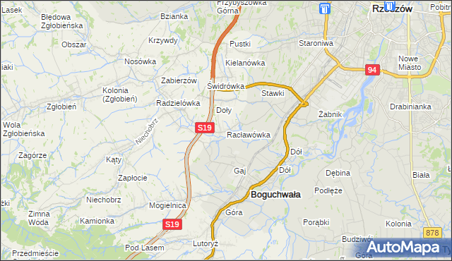 mapa Racławówka, Racławówka na mapie Targeo