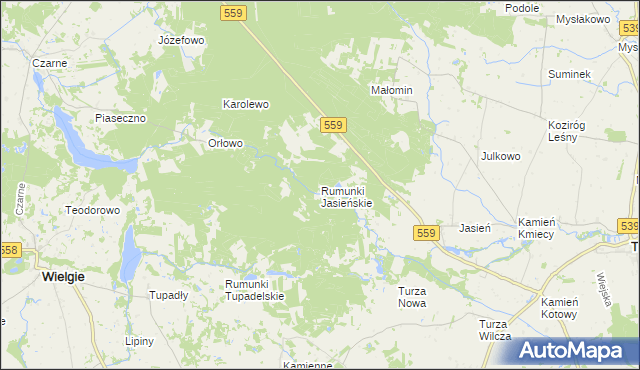mapa Rumunki Jasieńskie, Rumunki Jasieńskie na mapie Targeo