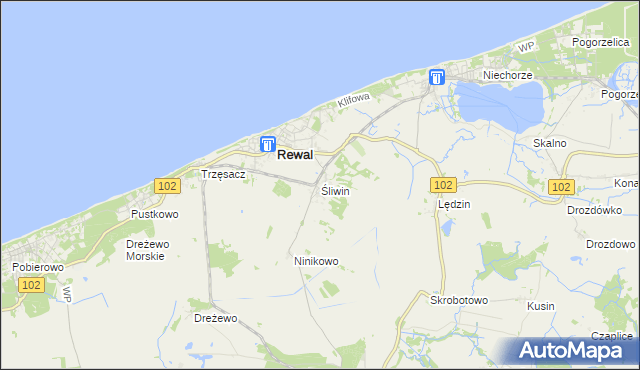 mapa Śliwin, Śliwin na mapie Targeo