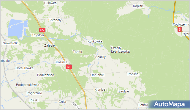 mapa Szaciły gmina Dobrzyniewo Duże, Szaciły gmina Dobrzyniewo Duże na mapie Targeo