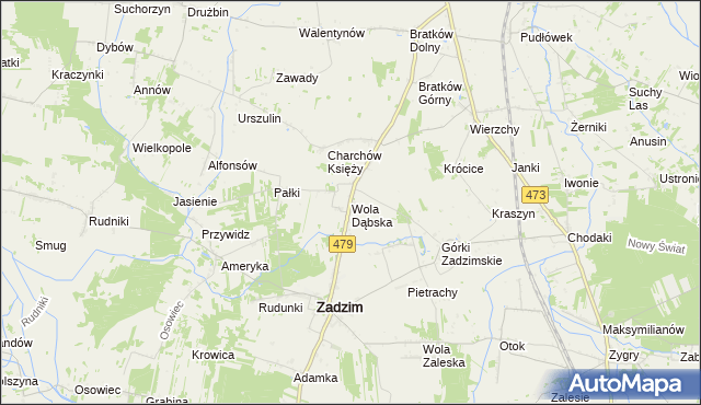 mapa Wola Dąbska, Wola Dąbska na mapie Targeo