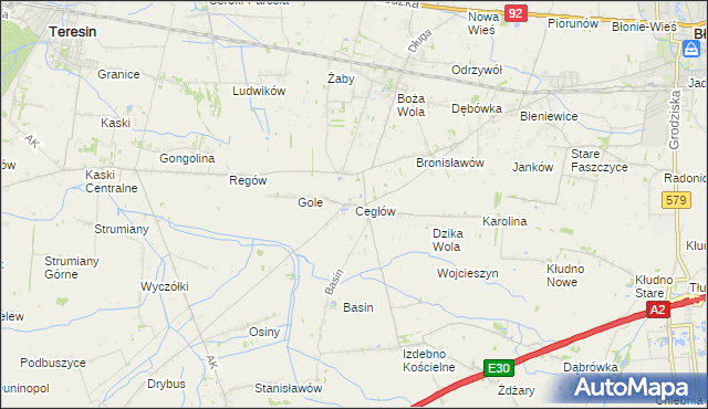 mapa Cegłów gmina Baranów, Cegłów gmina Baranów na mapie Targeo