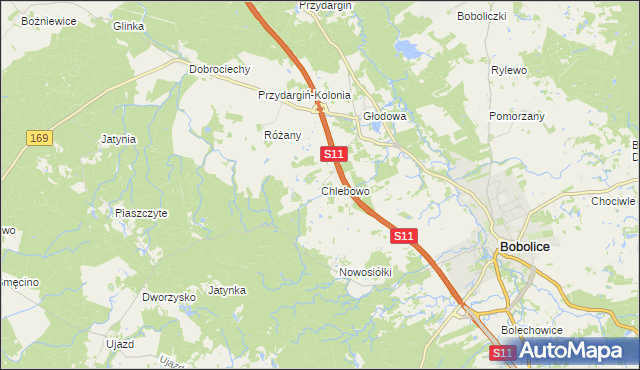 mapa Chlebowo gmina Bobolice, Chlebowo gmina Bobolice na mapie Targeo
