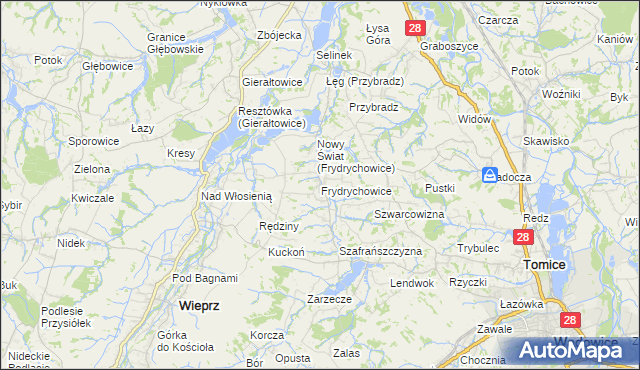 mapa Frydrychowice, Frydrychowice na mapie Targeo