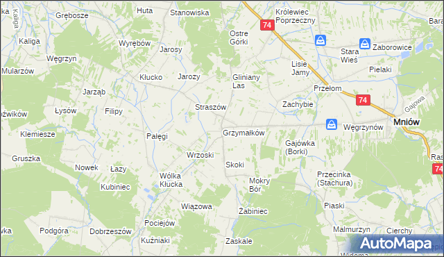 mapa Grzymałków, Grzymałków na mapie Targeo