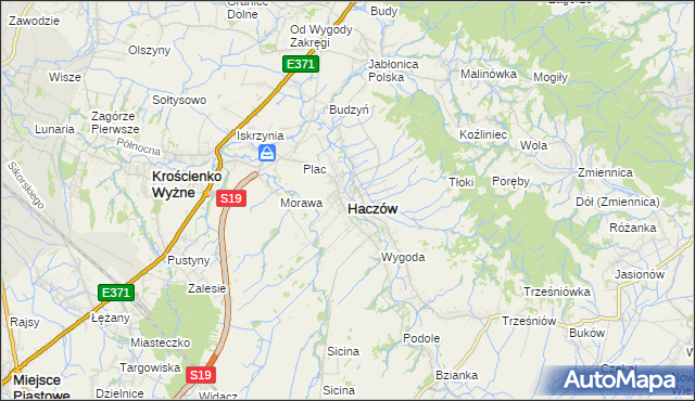 mapa Haczów, Haczów na mapie Targeo