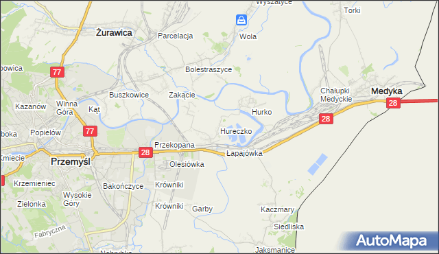 mapa Hureczko, Hureczko na mapie Targeo