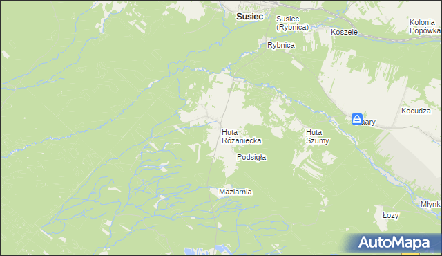 mapa Huta Różaniecka, Huta Różaniecka na mapie Targeo