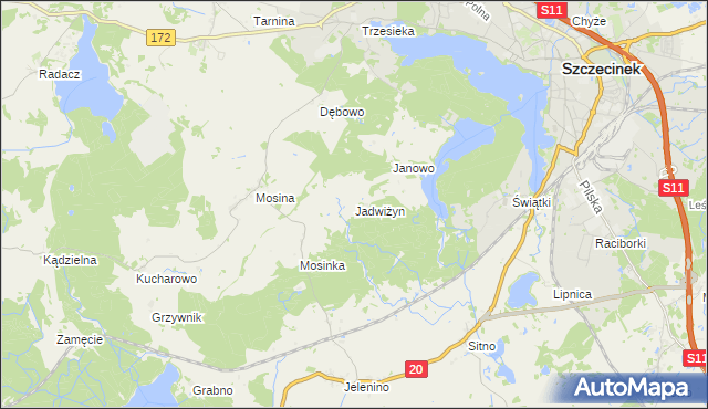 mapa Jadwiżyn gmina Szczecinek, Jadwiżyn gmina Szczecinek na mapie Targeo