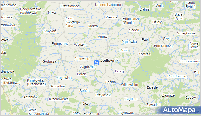 mapa Jodłownik, Jodłownik na mapie Targeo