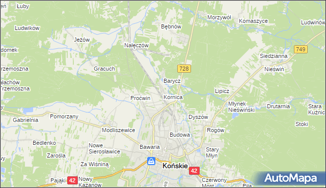 mapa Kornica, Kornica na mapie Targeo