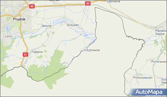 mapa Krzyżkowice, Krzyżkowice na mapie Targeo