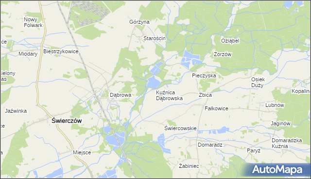 mapa Kuźnica Dąbrowska, Kuźnica Dąbrowska na mapie Targeo