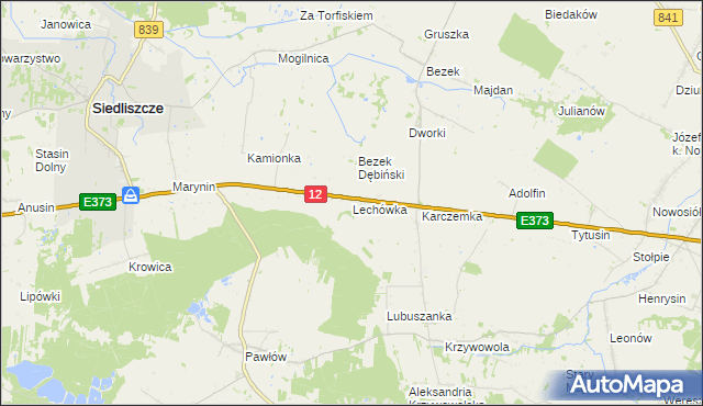 mapa Lechówka gmina Siedliszcze, Lechówka gmina Siedliszcze na mapie Targeo