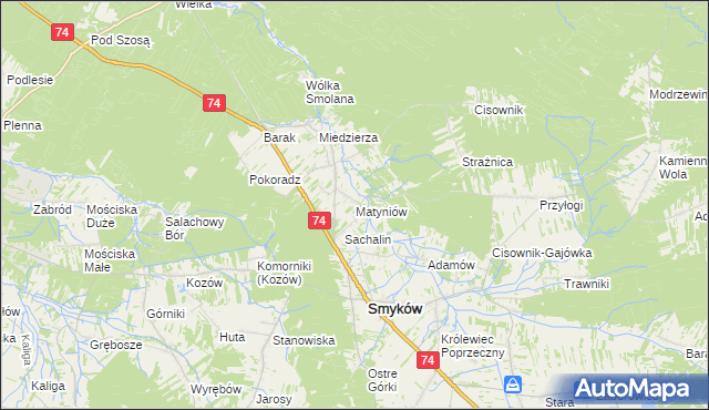 mapa Matyniów, Matyniów na mapie Targeo