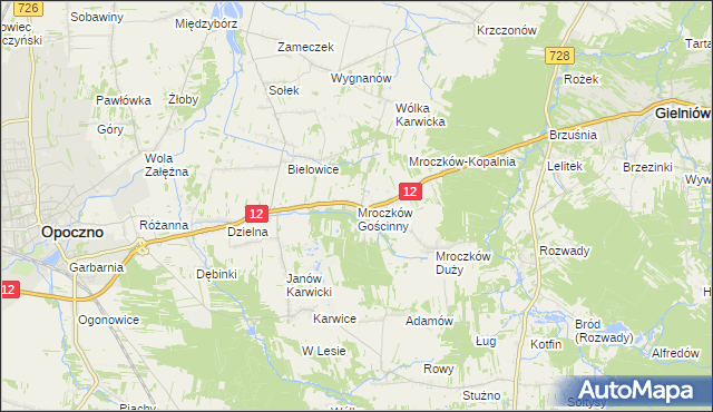 mapa Mroczków Gościnny, Mroczków Gościnny na mapie Targeo