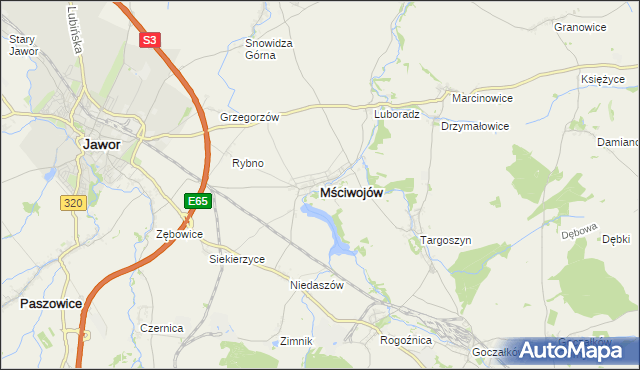 mapa Mściwojów, Mściwojów na mapie Targeo