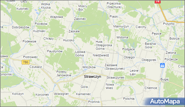 mapa Niedźwiedź gmina Strawczyn, Niedźwiedź gmina Strawczyn na mapie Targeo