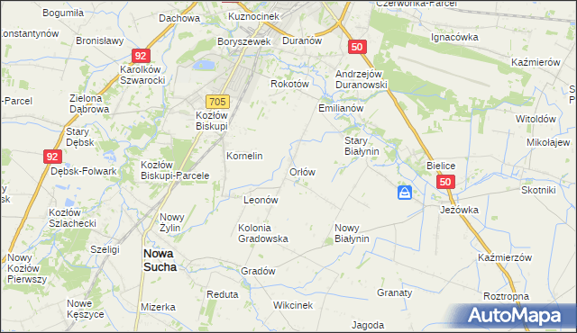 mapa Orłów gmina Nowa Sucha, Orłów gmina Nowa Sucha na mapie Targeo