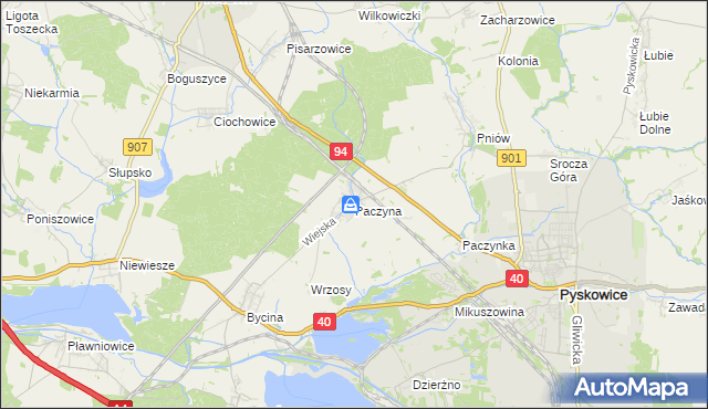 mapa Paczyna, Paczyna na mapie Targeo