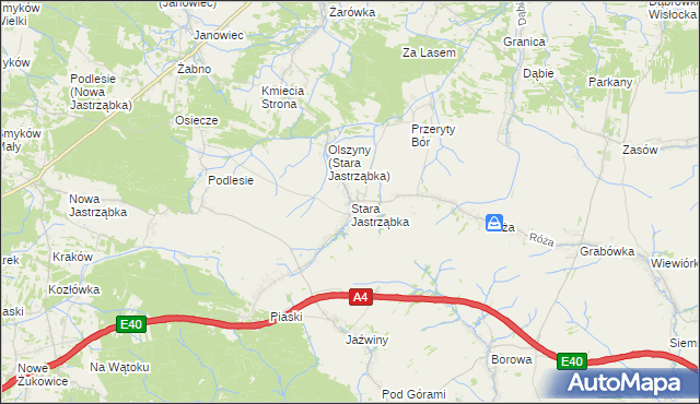 mapa Stara Jastrząbka gmina Czarna, Stara Jastrząbka gmina Czarna na mapie Targeo