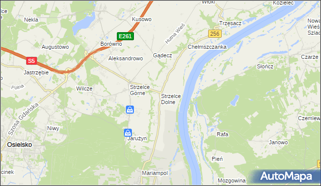 mapa Strzelce Dolne, Strzelce Dolne na mapie Targeo