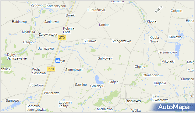 mapa Sułkówek, Sułkówek na mapie Targeo