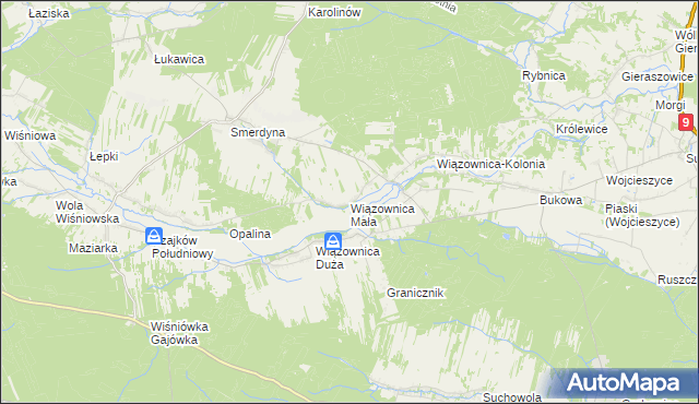 mapa Wiązownica Mała, Wiązownica Mała na mapie Targeo