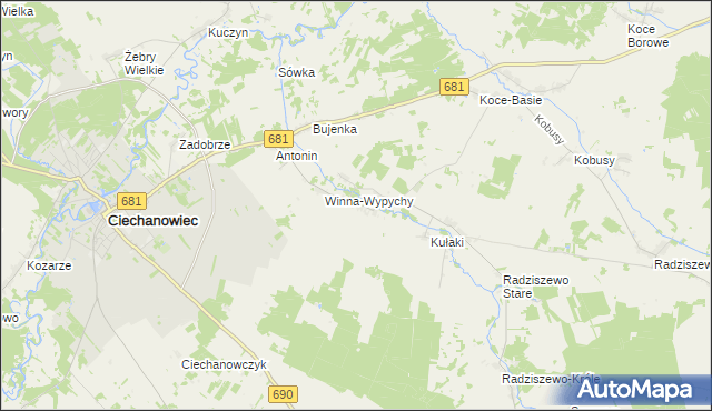 mapa Winna-Chroły, Winna-Chroły na mapie Targeo