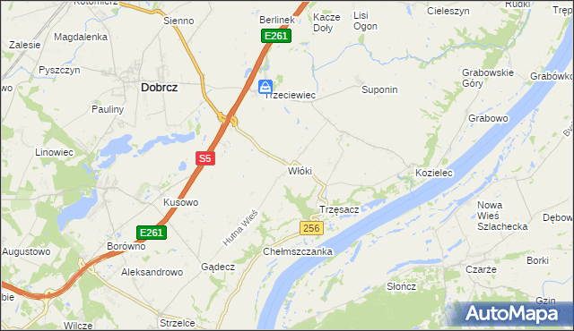 mapa Włóki gmina Dobrcz, Włóki gmina Dobrcz na mapie Targeo