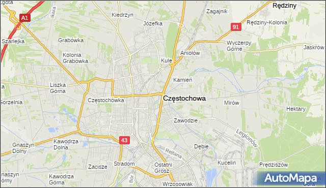 mapa Częstochowy, Częstochowa na mapie Targeo