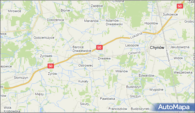 mapa Drwalew gmina Chynów, Drwalew gmina Chynów na mapie Targeo