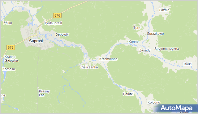 mapa Krzemienne, Krzemienne na mapie Targeo