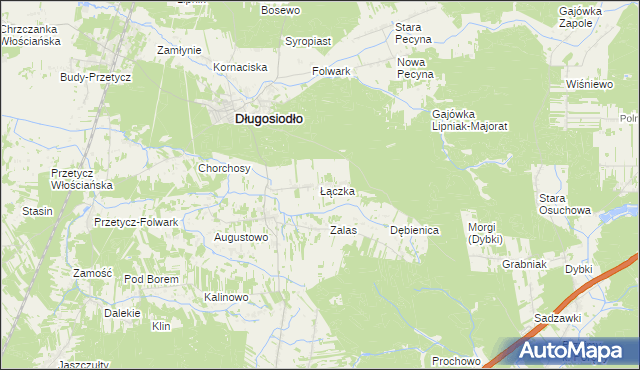 mapa Łączka gmina Długosiodło, Łączka gmina Długosiodło na mapie Targeo