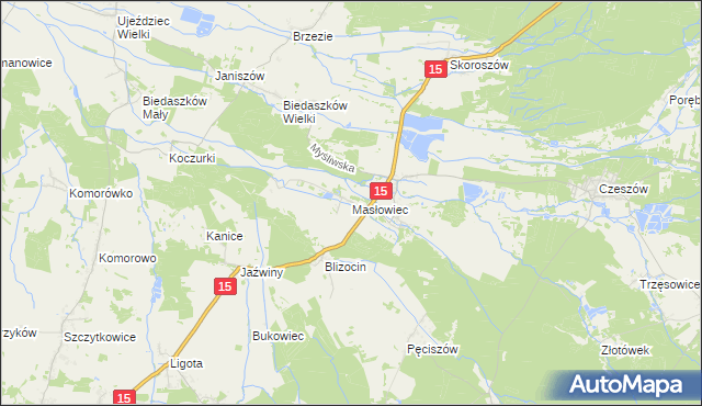 mapa Masłowiec, Masłowiec na mapie Targeo