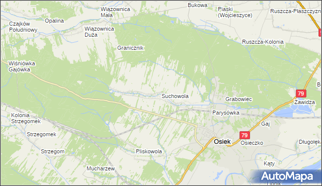 mapa Suchowola gmina Osiek, Suchowola gmina Osiek na mapie Targeo