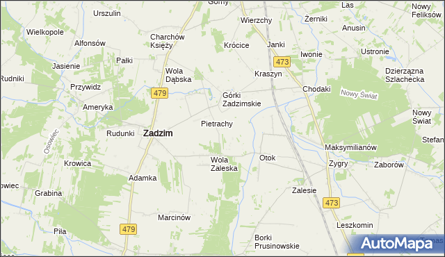 mapa Głogowiec gmina Zadzim, Głogowiec gmina Zadzim na mapie Targeo