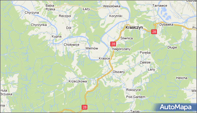 mapa Krasice gmina Krasiczyn, Krasice gmina Krasiczyn na mapie Targeo