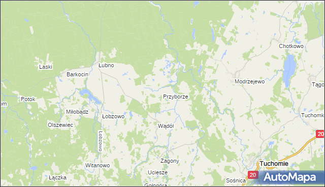 mapa Przyborze gmina Kołczygłowy, Przyborze gmina Kołczygłowy na mapie Targeo