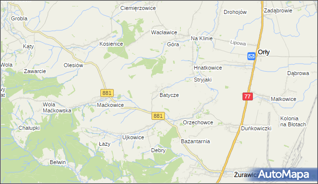 mapa Batycze, Batycze na mapie Targeo