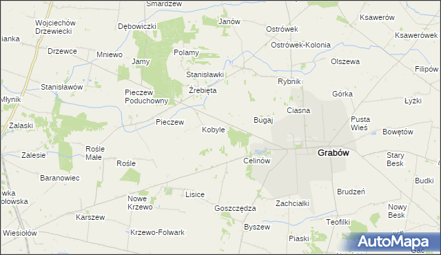 mapa Biała Góra gmina Grabów, Biała Góra gmina Grabów na mapie Targeo