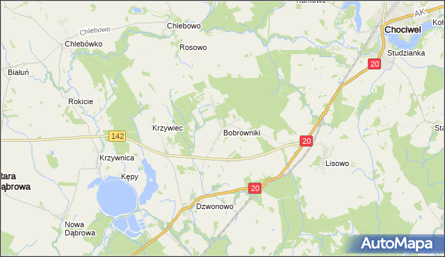 mapa Bobrowniki gmina Chociwel, Bobrowniki gmina Chociwel na mapie Targeo