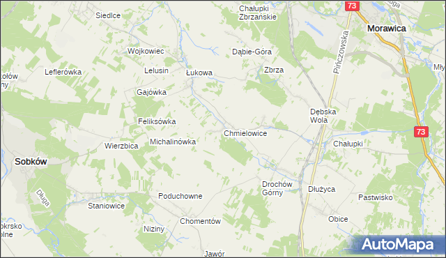 mapa Chmielowice, Chmielowice na mapie Targeo