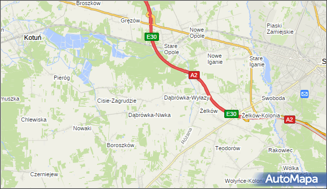 mapa Dąbrówka-Wyłazy, Dąbrówka-Wyłazy na mapie Targeo