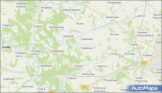 mapa Gawłowo, Gawłowo na mapie Targeo