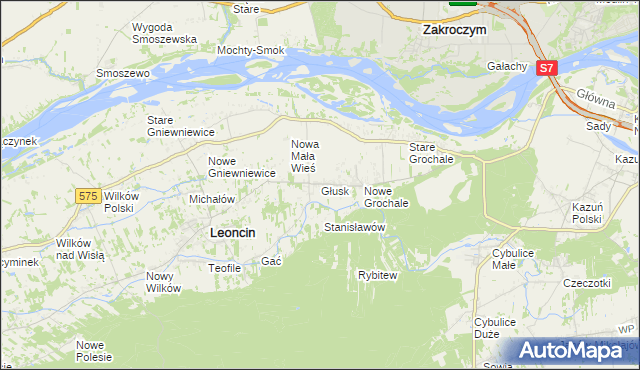 mapa Głusk gmina Leoncin, Głusk gmina Leoncin na mapie Targeo