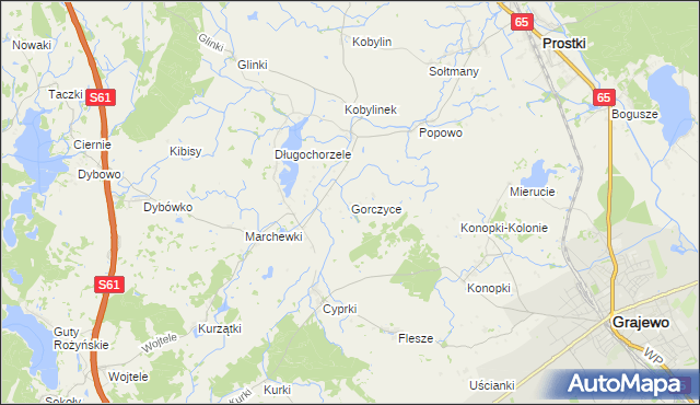 mapa Gorczyce gmina Prostki, Gorczyce gmina Prostki na mapie Targeo